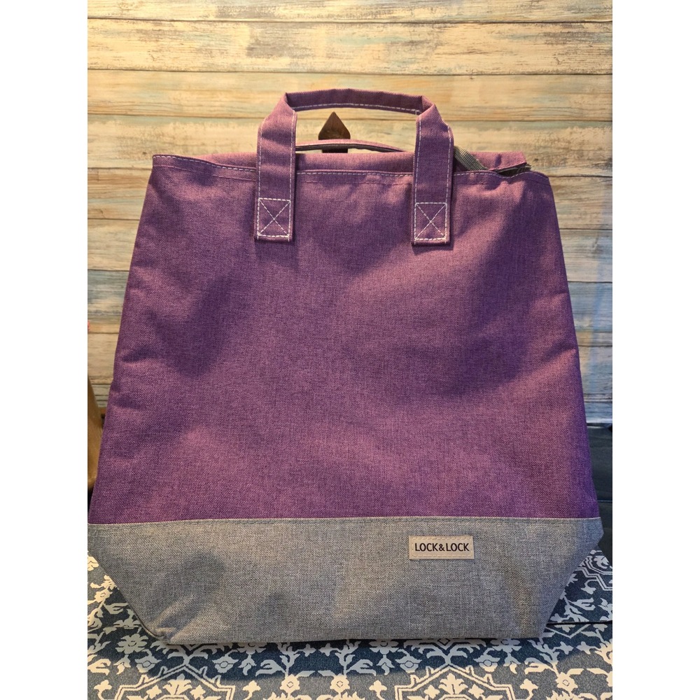 Lock & Lock Purple Canvas Insulated cooler crossbody bag